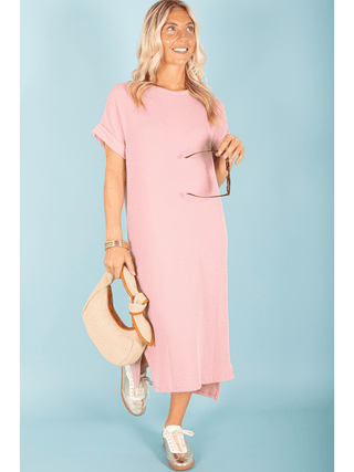 Ribbed Midi Shirt Dress