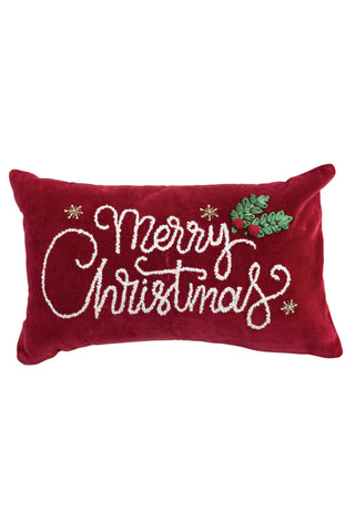 "Merry Christmas" Velvet Lumbar Pillow