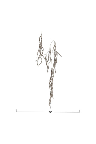 Decorative hanging plant with measurement label on a white background