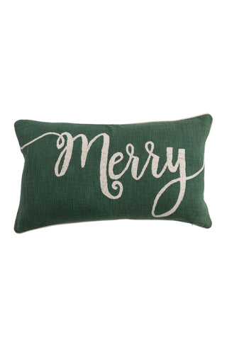 "Merry" Embroidered Lumbar Pillow