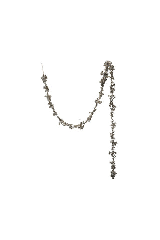 Long necklace with floral-like beads on a white background