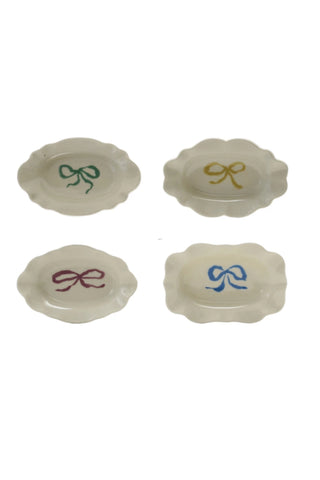 Stoneware Scalloped Dish w/ Bow
