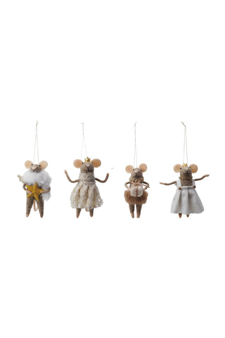 Felt Mouse in Party Clothes Ornaments