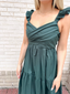 Tiered Poplin Dress-forest green