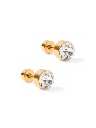 Gold CZ Flatback Stud Earrings