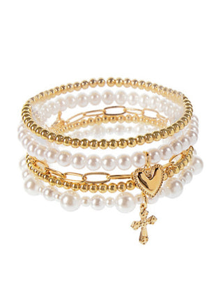 Heart and Cross Bracelet Set