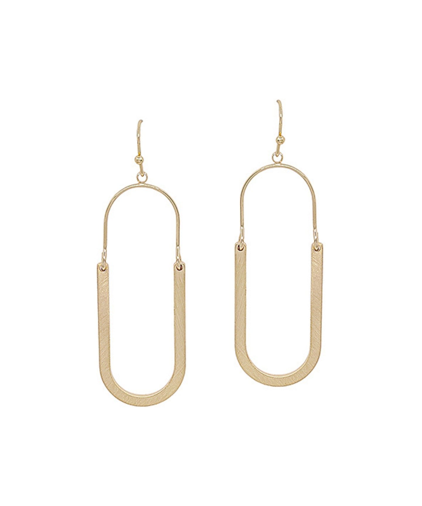 Oval Shape Wire Earrings Matte Gold
