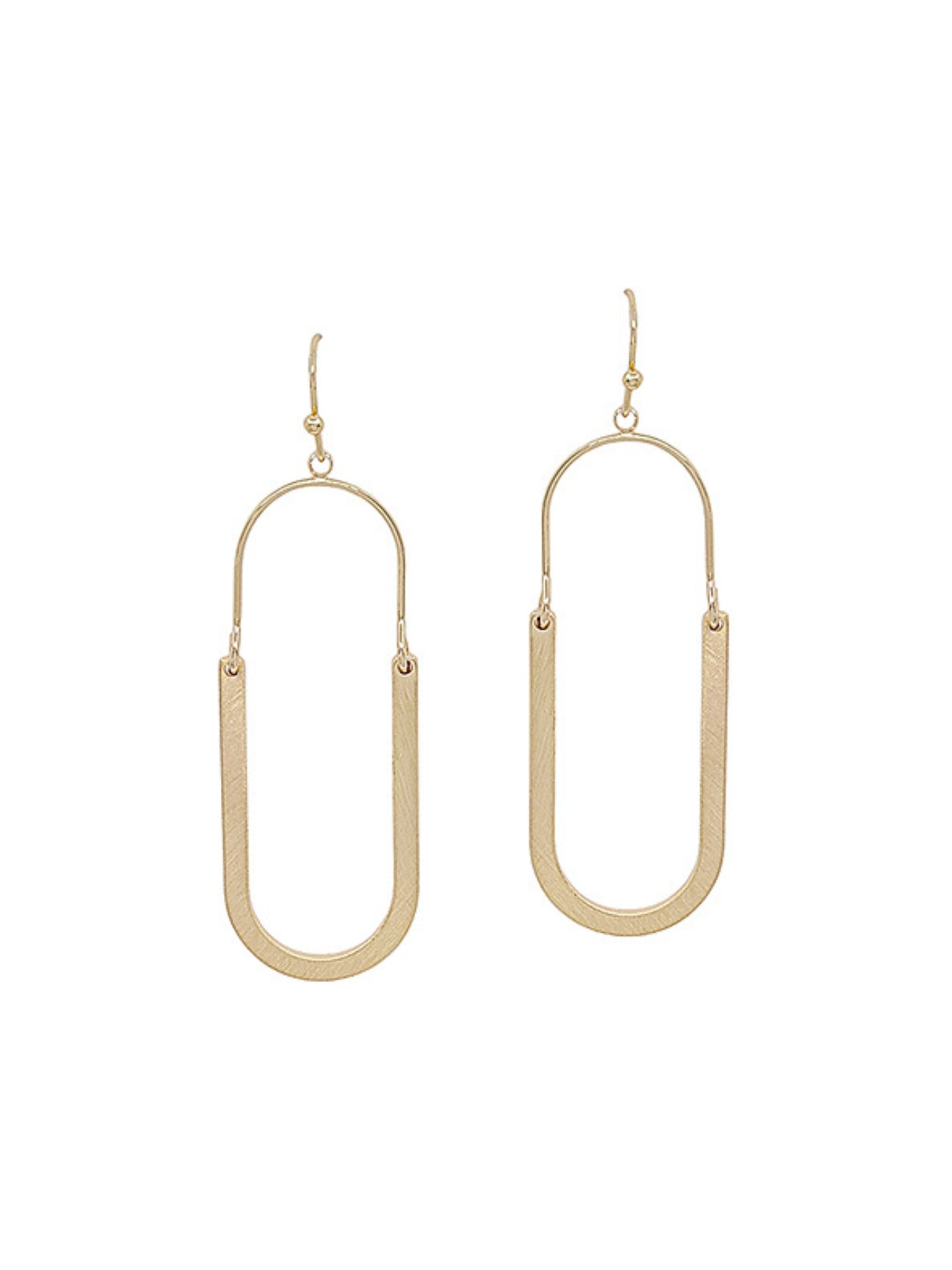 Oval Shape Wire Earrings Matte Gold