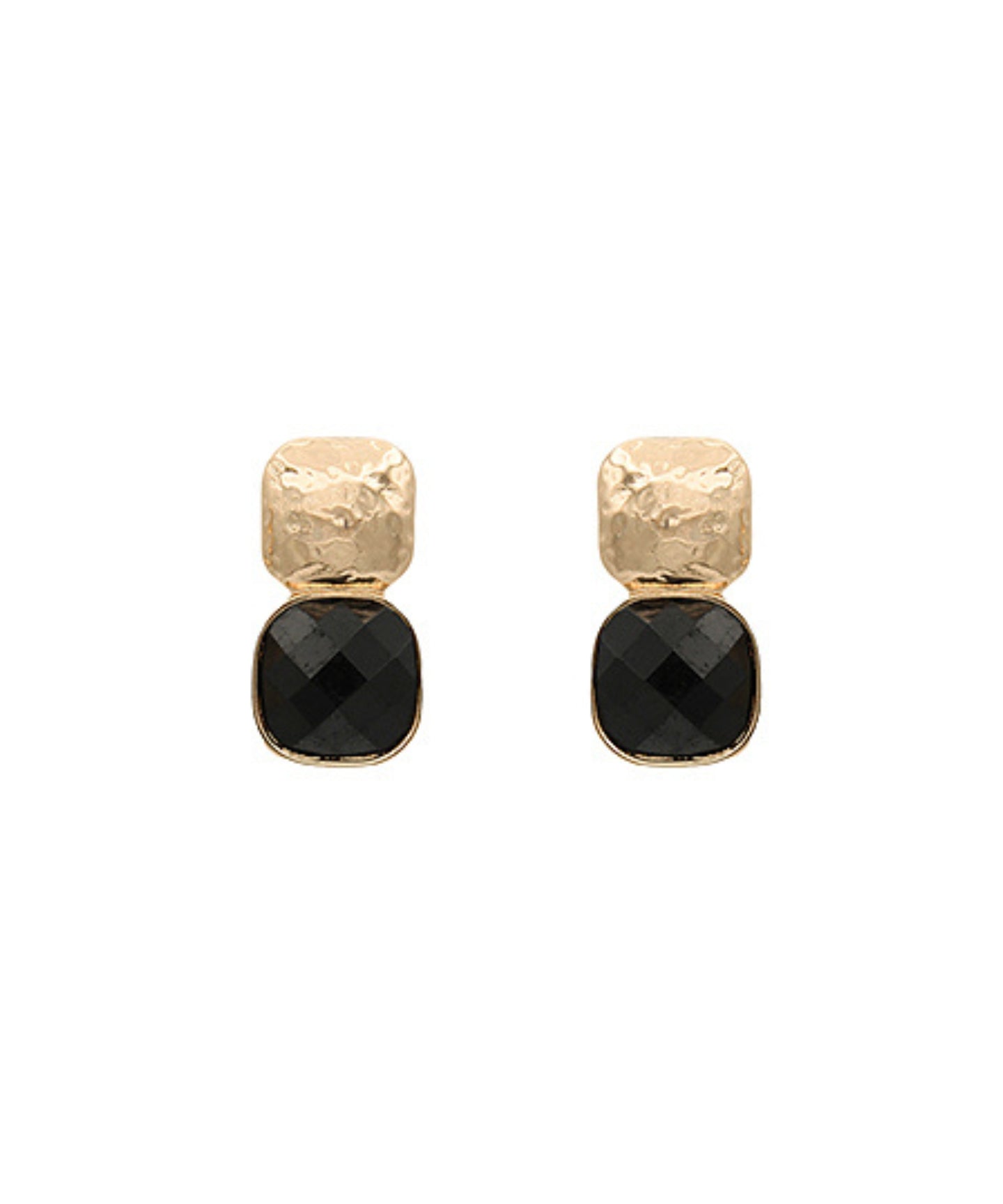 Textured Metal & Cushion Earrings Black
