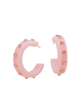 Crystal Acetate Hoops Pink