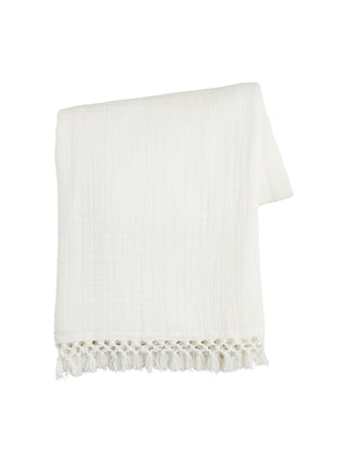 Macrame Muslin Throw Cream