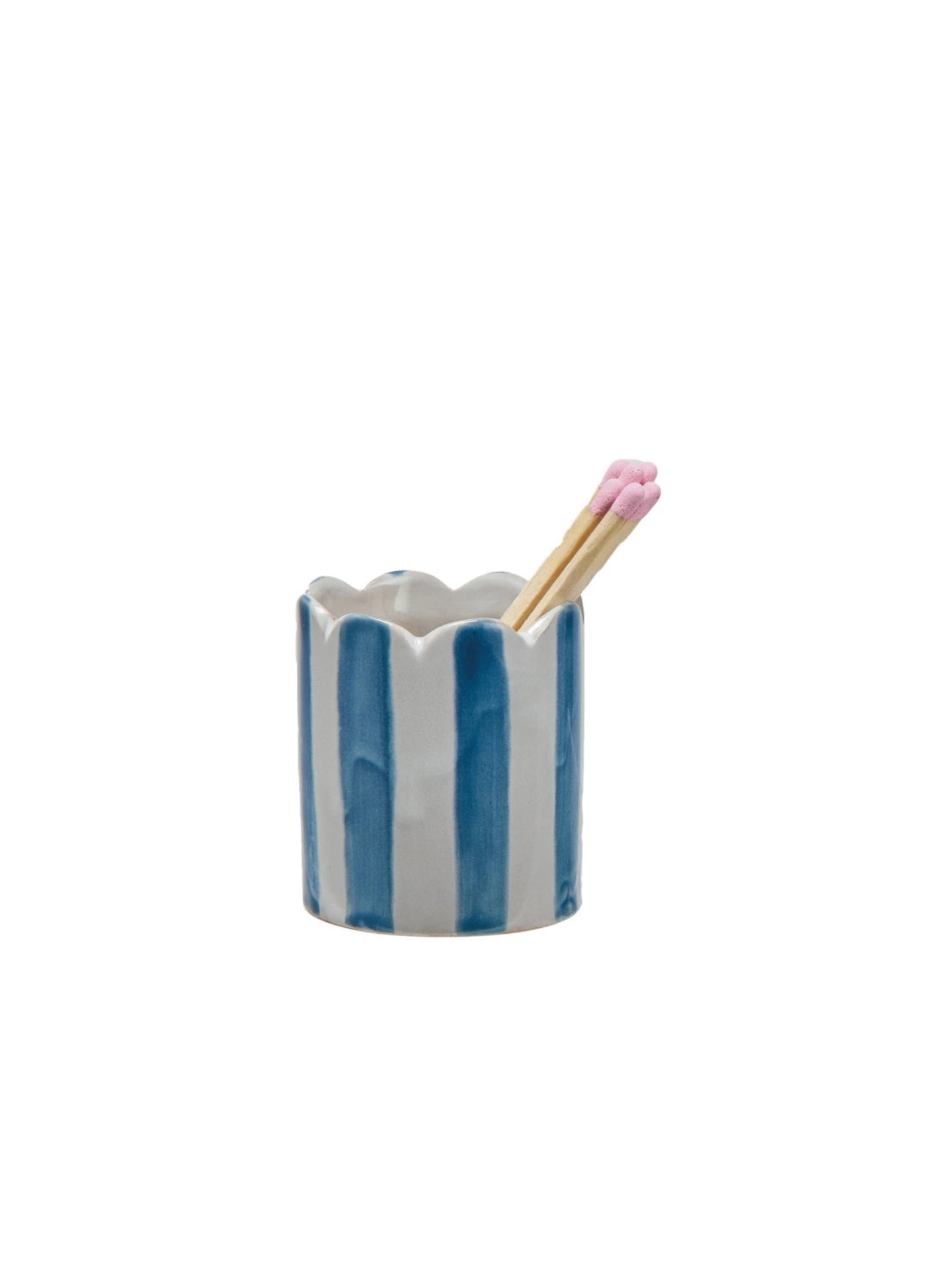 Stoneware Matchstick Holder Stripes