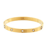 Pave Crystal Statement Bangle Bracelet Gold