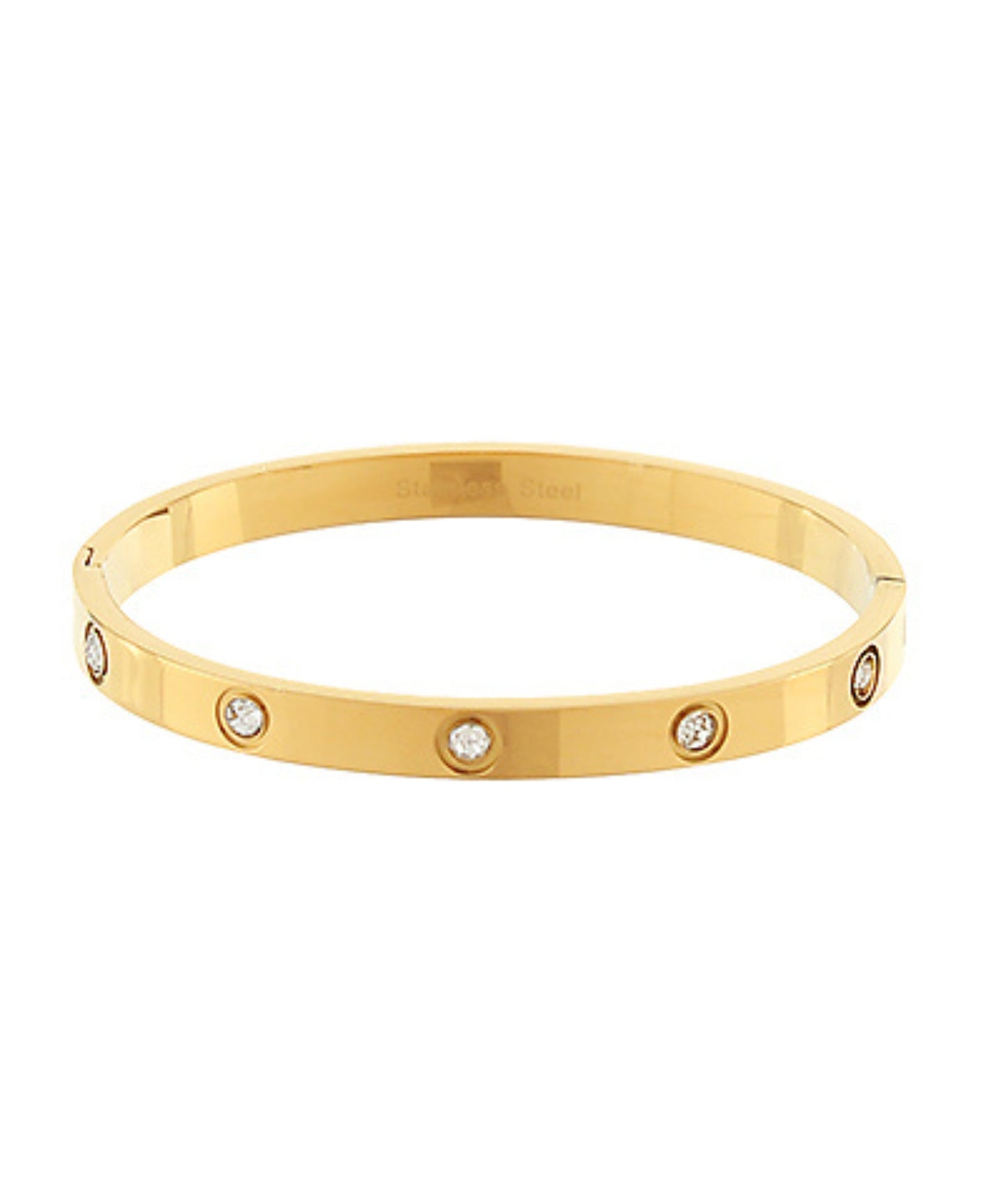 Pave Crystal Statement Bangle Bracelet Gold