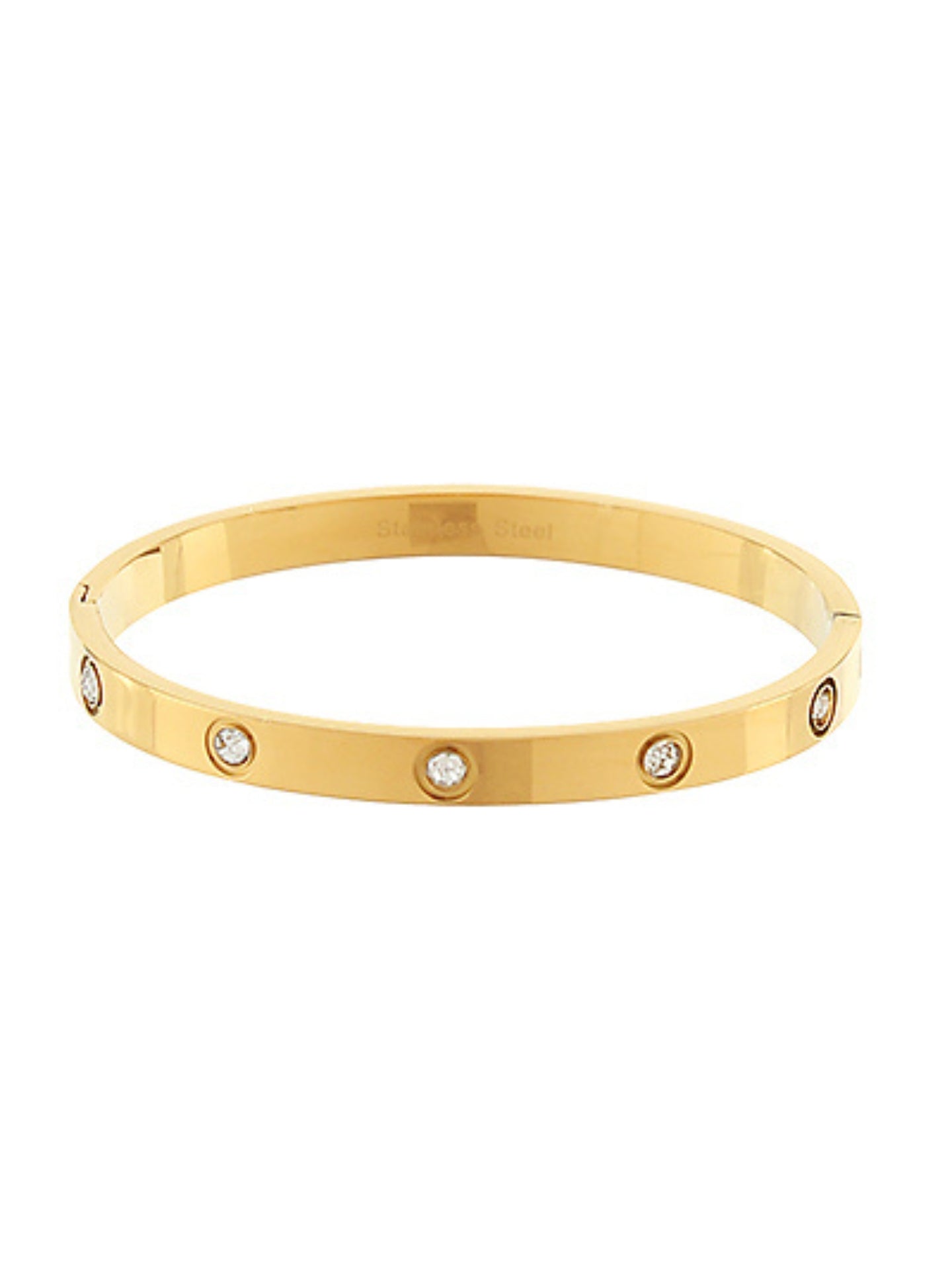 Pave Crystal Statement Bangle Bracelet Gold