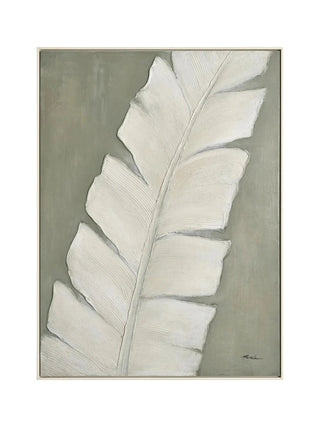 Olive and White Palm One Leaf