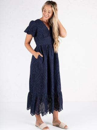 Eyelet Lace Midi Dress