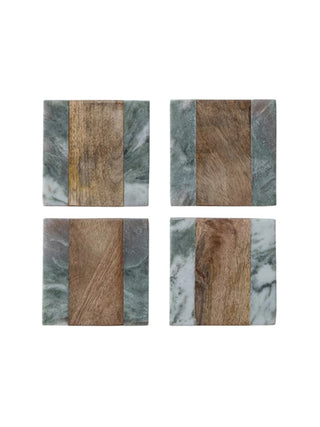 Marble & Wood Coasters Set