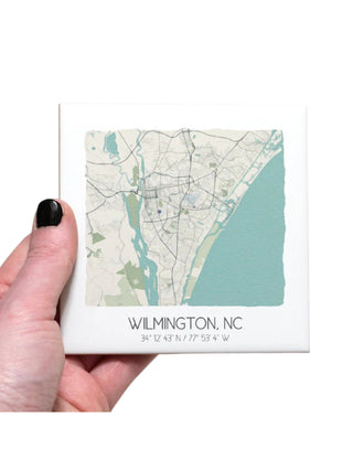 Wilmington Beige Tile Coasters Map