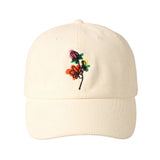 Embroidered Flowers Hat Cream