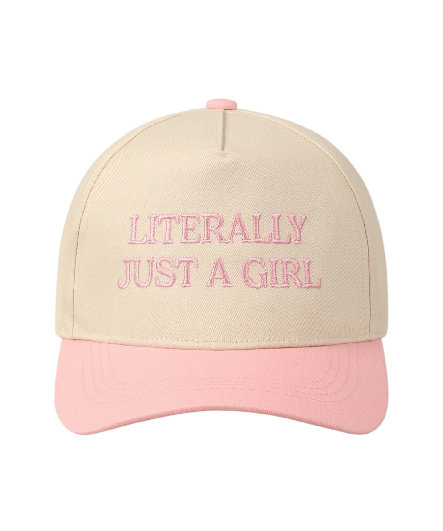 "Literally Just a Girl" Embroidered Hat Pink