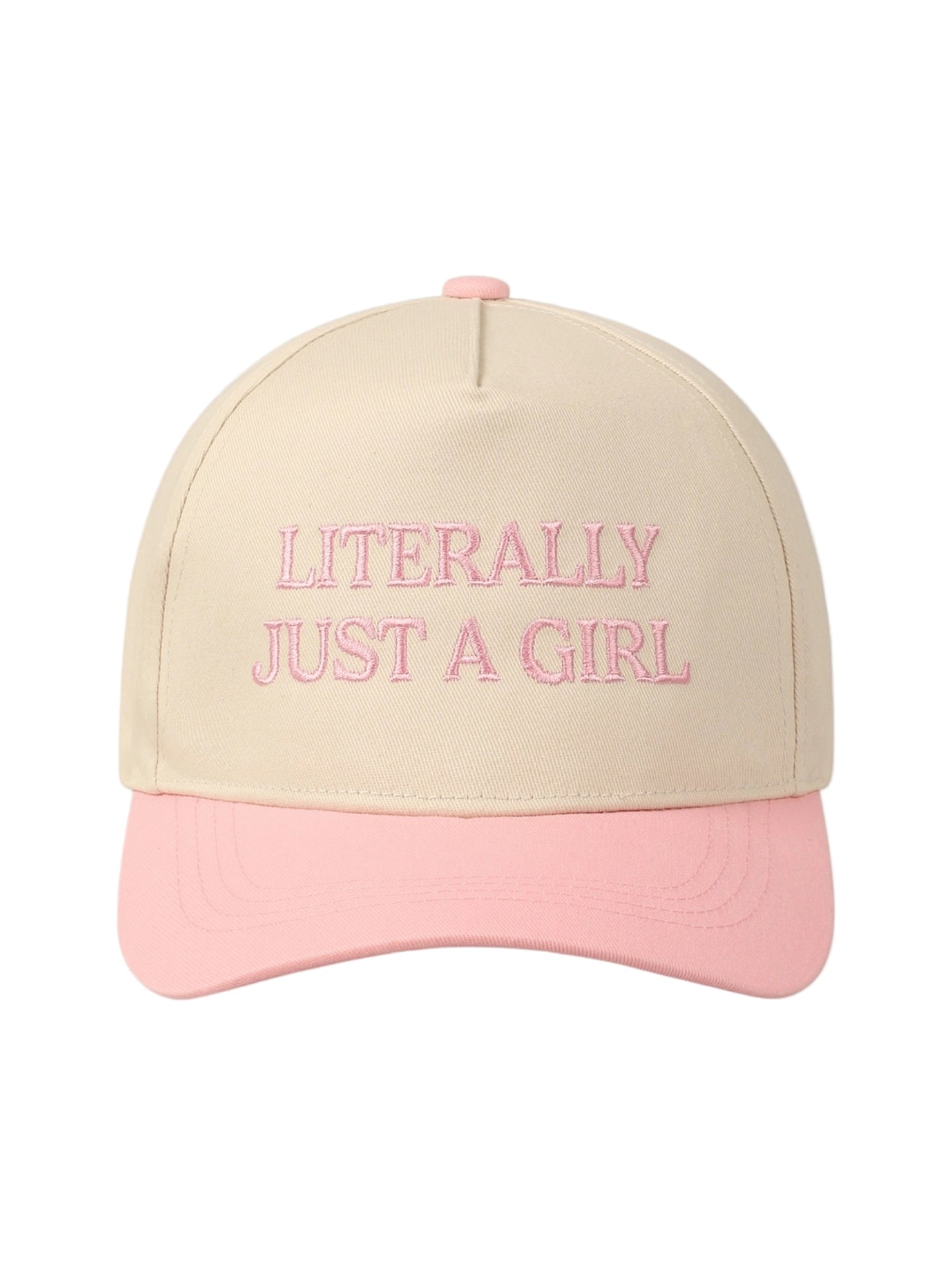"Literally Just a Girl" Embroidered Hat Pink