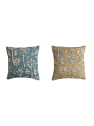 Palm Print Cotton Slub Pillow