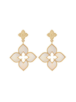 Clover Petal Drop Earrings Cream