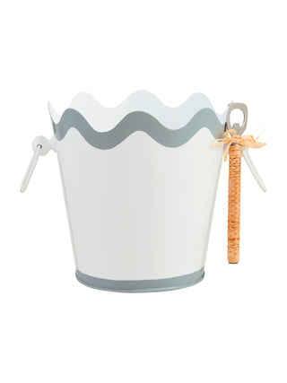 Scalloped Metal Ice Bucket Set