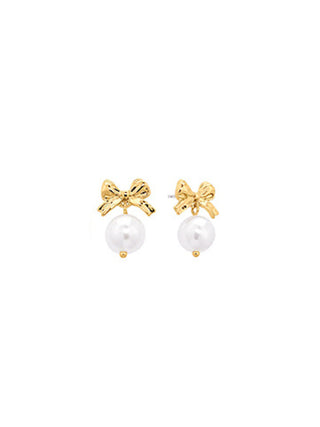 Pearl & Bow Metal Earrings Bows