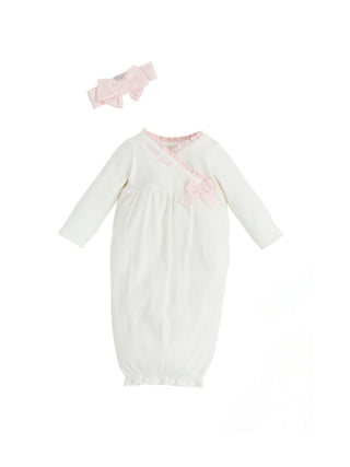 Pink & White Baby Gown White