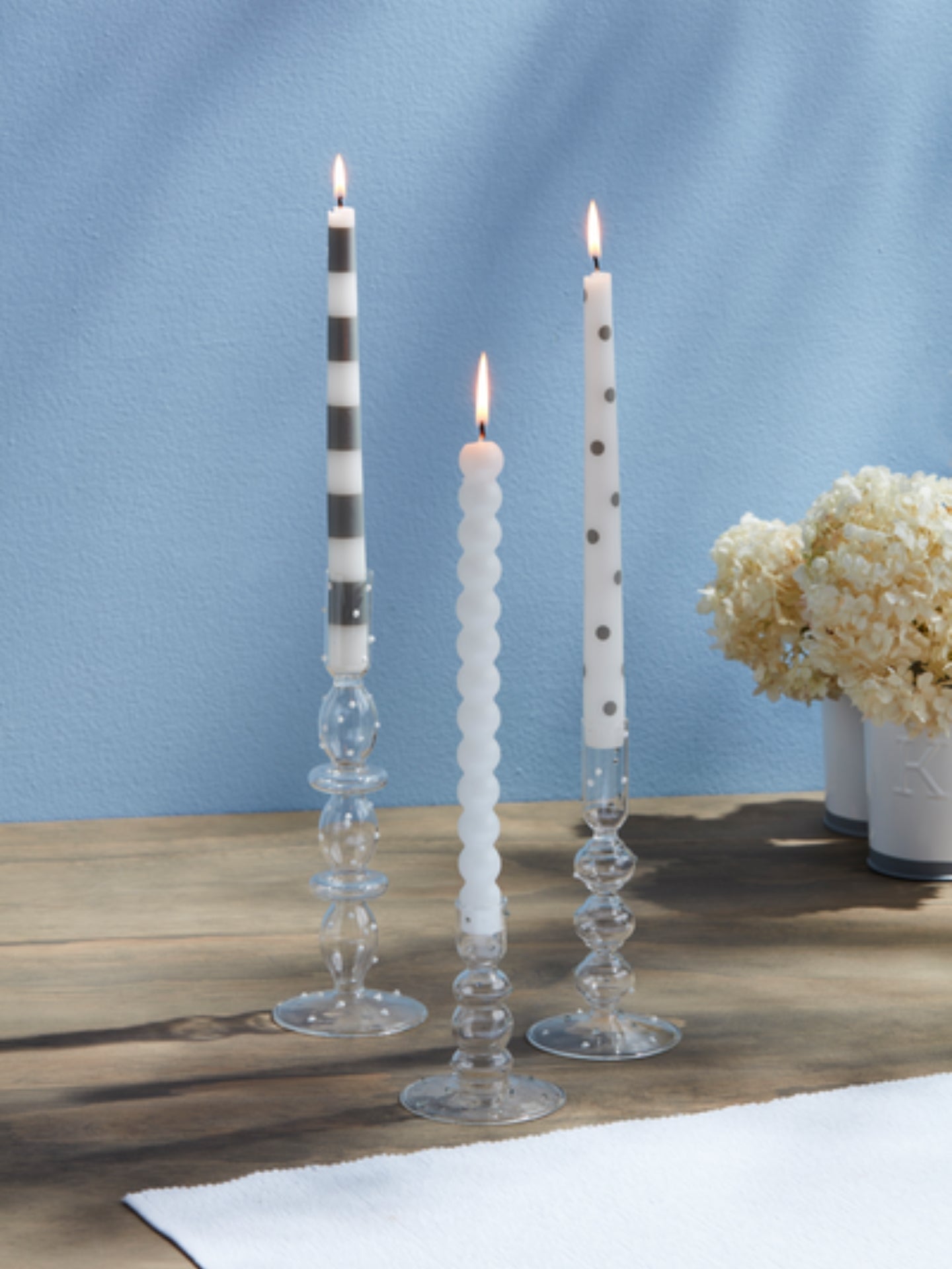 Blue & White Taper Candle