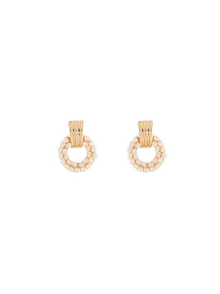 Studs W/ Round Charm Ivory/Gold