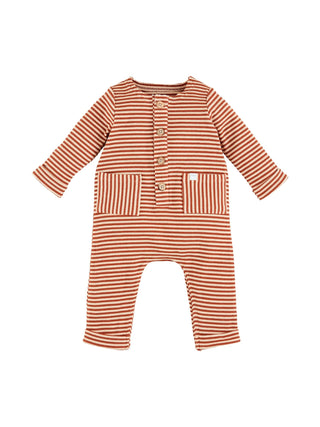 Brown Stripe Pocket One Piece