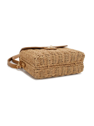 Quilted Straw Crossbody Brown