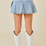 Wrap Denim Mini Skirt Denim