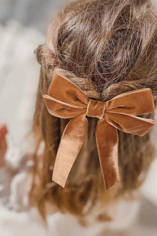 Velvet Ribbon Bow-Khaki