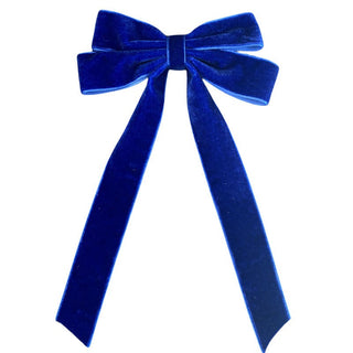 Velvet Hair Bow-Blue