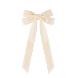 Velvet Hair Bow-Cream