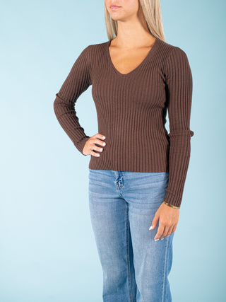 V Neck Fitted Light Sweater