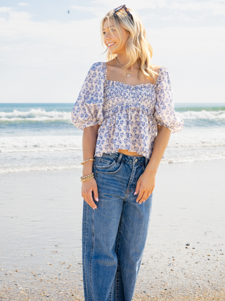 Bluebell Bloom Smocked Blouse