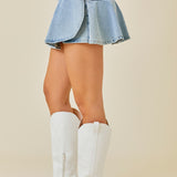 Wrap Denim Mini Skirt Denim