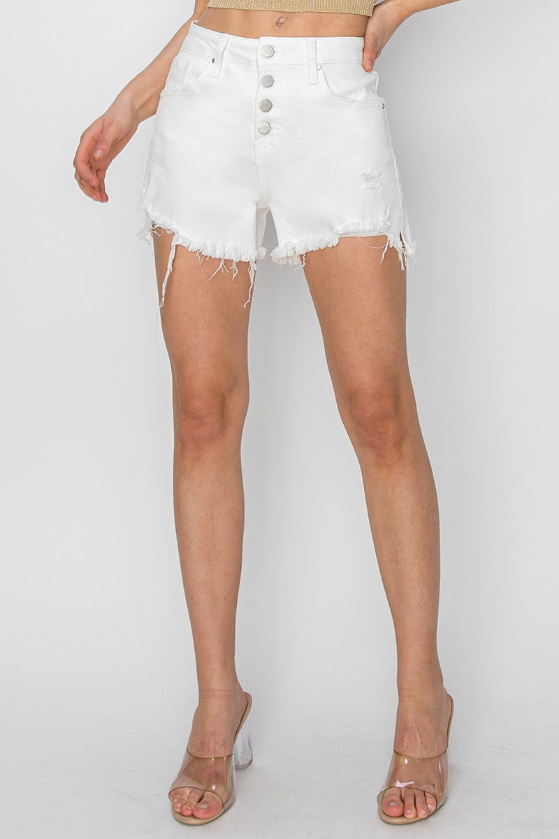 Button Down High Rise Shorts