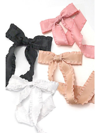 Scalloped Trim Satin Bow