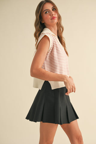 Knitted Collared Tank Pink