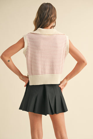 Knitted Collared Tank Pink
