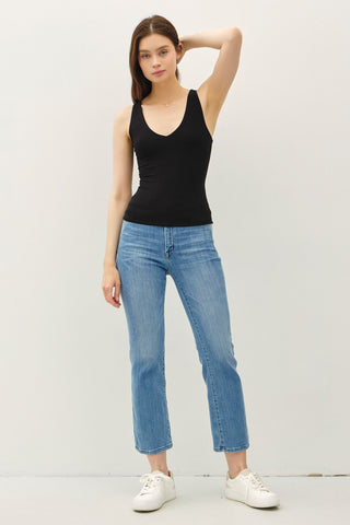 Basic V-Neck Tank Black