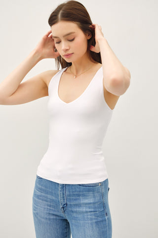 Basic V-Neck Tank White
