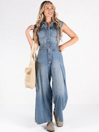 Denim Sleeveless Jumpsuit