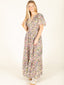 Pre-Order: Pink & Green Floral Print V-Neck Maxi Dress